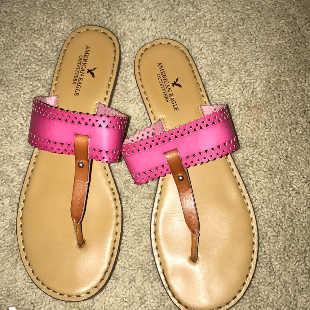 American eagle pink leather sandals size 10
